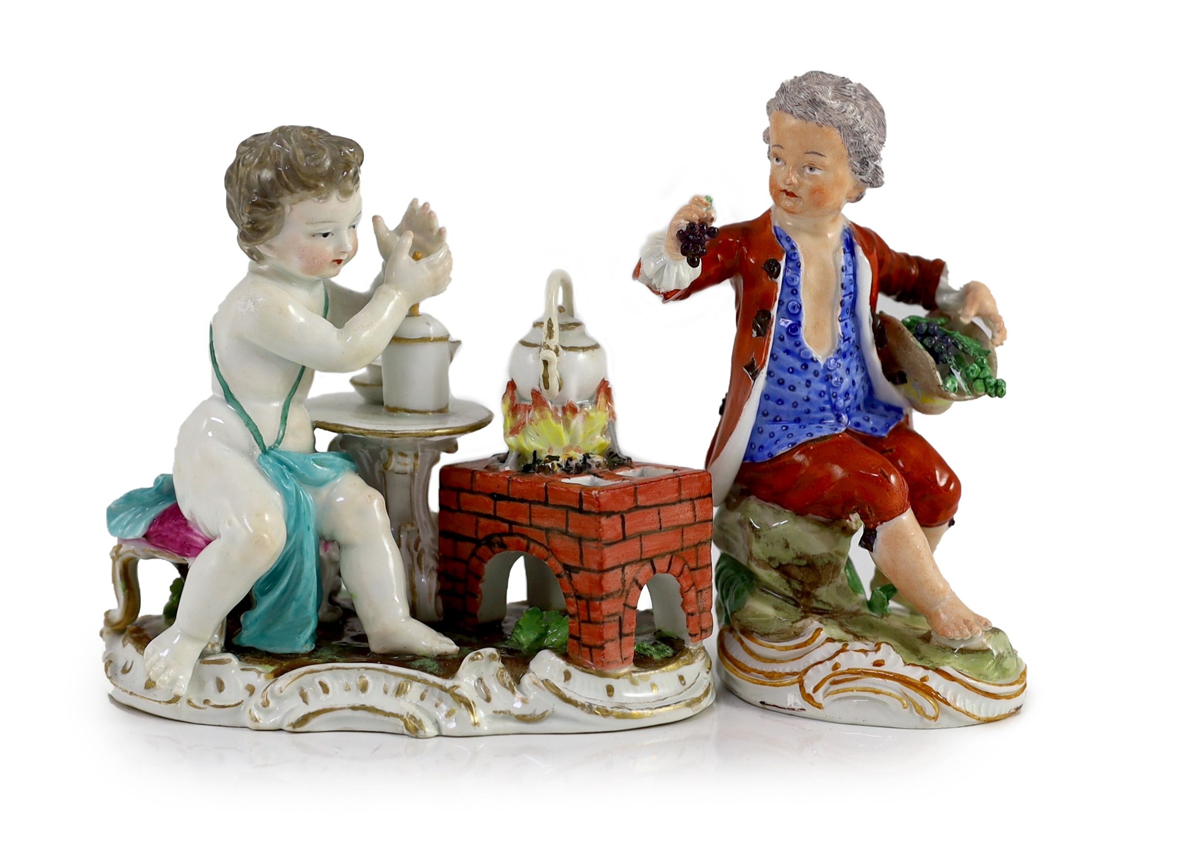 Two Meissen figures, late 18th century, 11cm and 12cm